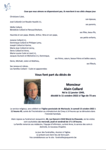 Monsieur Alain Collard - faire-part -