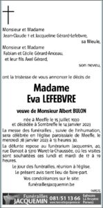 Madame Eva LEFEBVRE