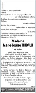 Madame Marie-Louise THIBAUX