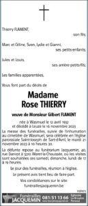 Faire-part de Madame Rose Thierry