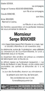 Monsieur Serge BOUCHER - avis nécrologique -