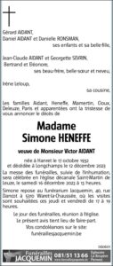 Madame Simone HENEFFE