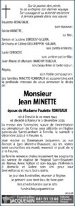 Monsieur Jean Minette - faire-part -