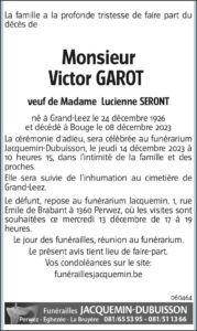 Monsieur Victor GAROT - faire-part -