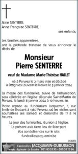 Monsieur Pierre SENTERRE - faire-part -