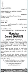 Monsieur Gérard GOVAERTS - faire-part -