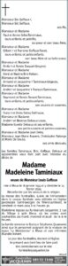 Projet avis nécrologique de Madame TAMINIAUX Madeleine