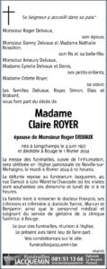 ROYER Claire projet avis nécrologique