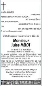 Monsieur Jules Mélot - faire-part -
