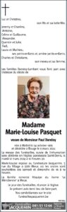 PASQUET Marie-Louise avis nécrologique