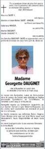 Avis nécrologique - Madame Georgette DAUGINET