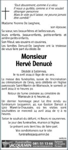 Monsieur Hervé Denucé - faire-part -