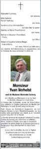 Monsieur Yvan Verhelst - avis nécrologique -