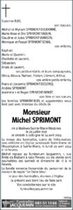 SPRIMONT Michel avis nécrologique