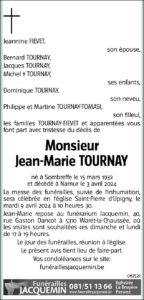 TOURNAY Jean-Marie - avis nécrologique -